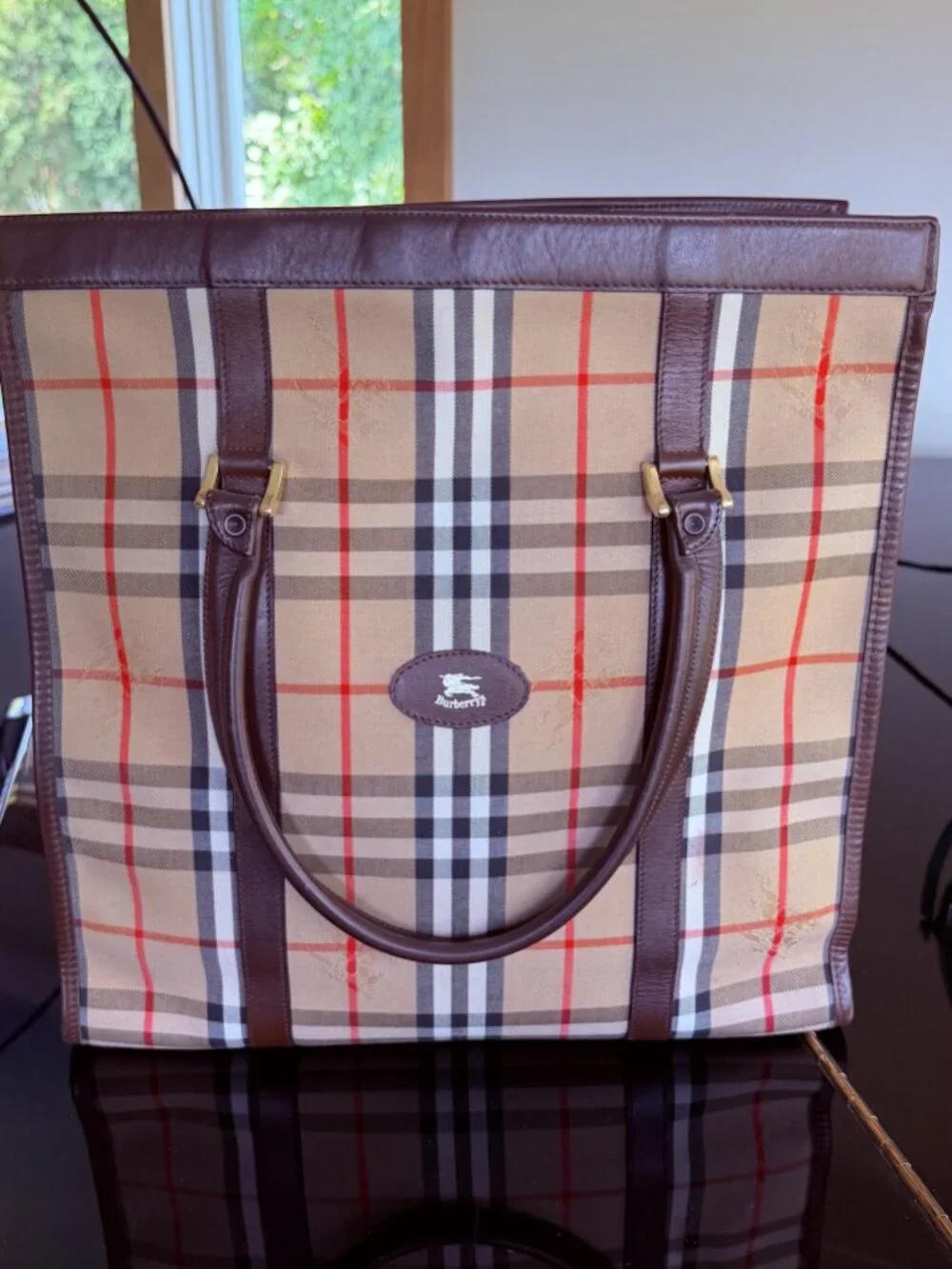 Vintage Burberry Authentic Haymarket Sac Plat Tote, Minor Wear, One Owner
